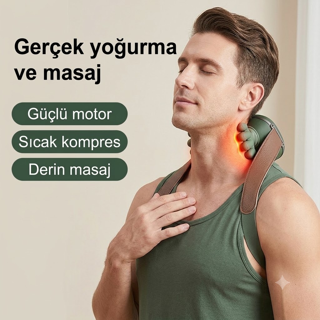 Şarjlı El Yoğurma Hissiyatlı Boyun Omuz ve Sırt Masaj Aleti