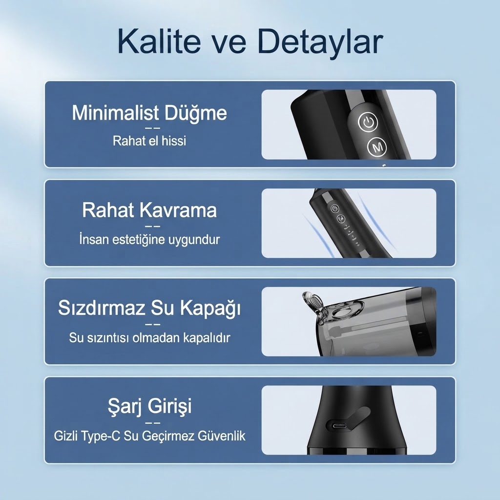 Şarjlı Ağız Duşu 4 Modlu Taşınabilir Ağız Bakım Cihazı