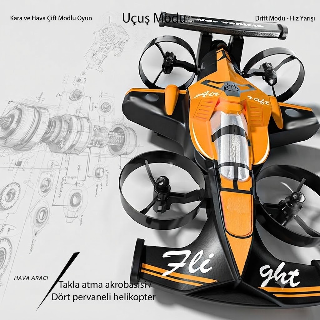 Uzaktan Kumandalı Araba & Drone – 2’si 1 Arada