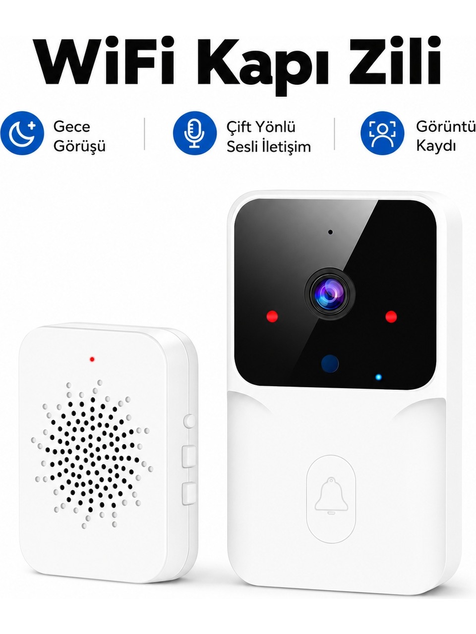 Kapı Zili Kablosuz Akıllı Kamera Wifi Destekli