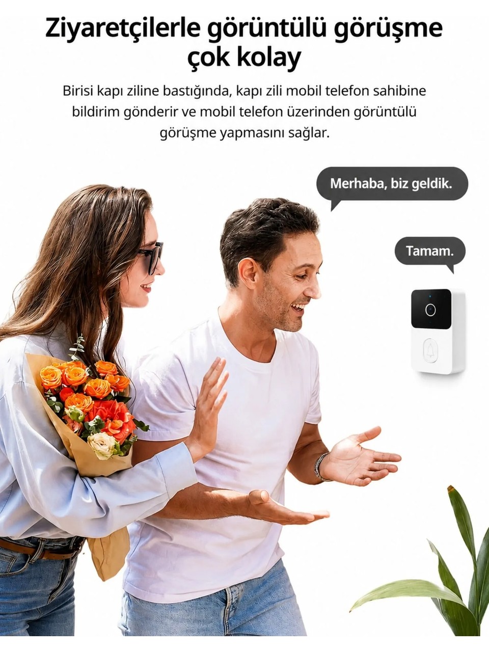 Kapı Zili Kablosuz Akıllı Kamera Wifi Destekli